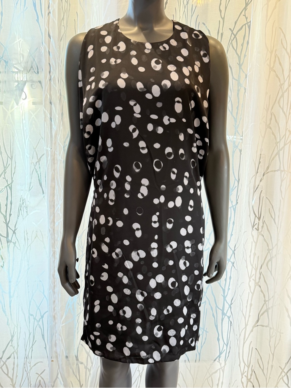 Vince Black Abstract Dot Sleeveless Blouson Sheath Dress Size S V054550163 NWT